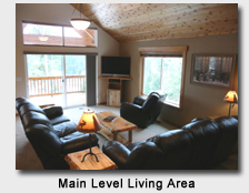 Cascade Rental Cabin Living Room with Leather Recliners